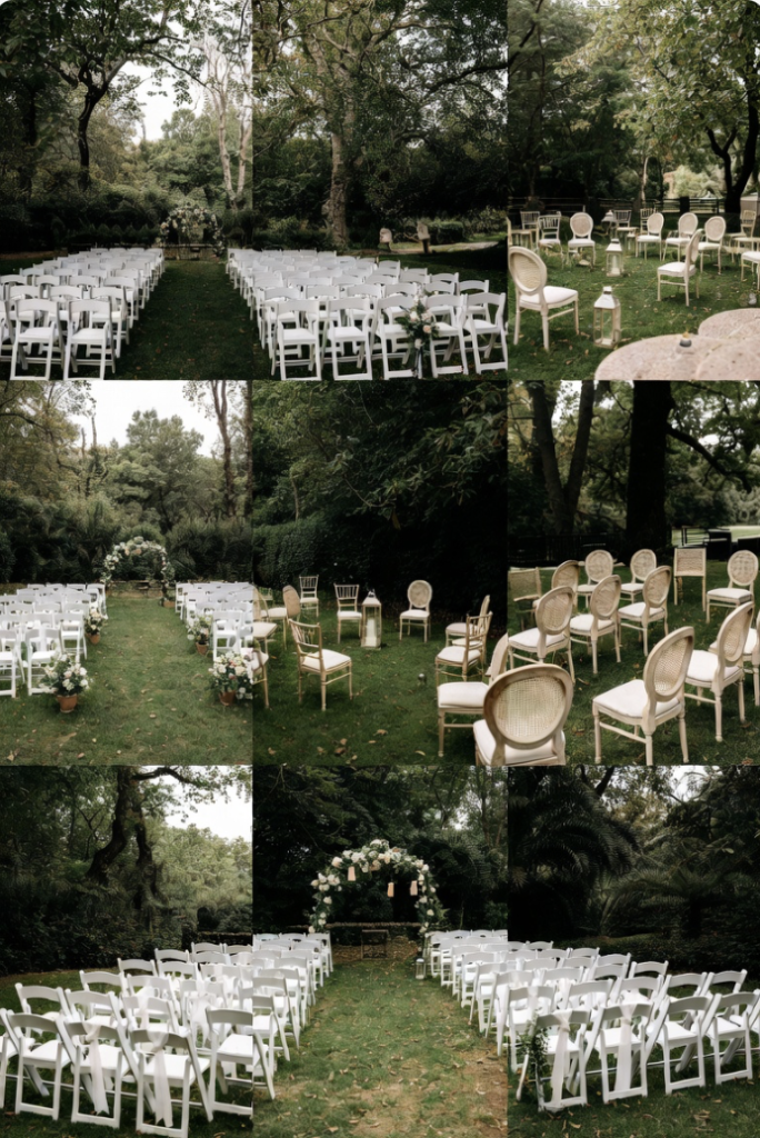 Outdoor wedding ceremony seating layout